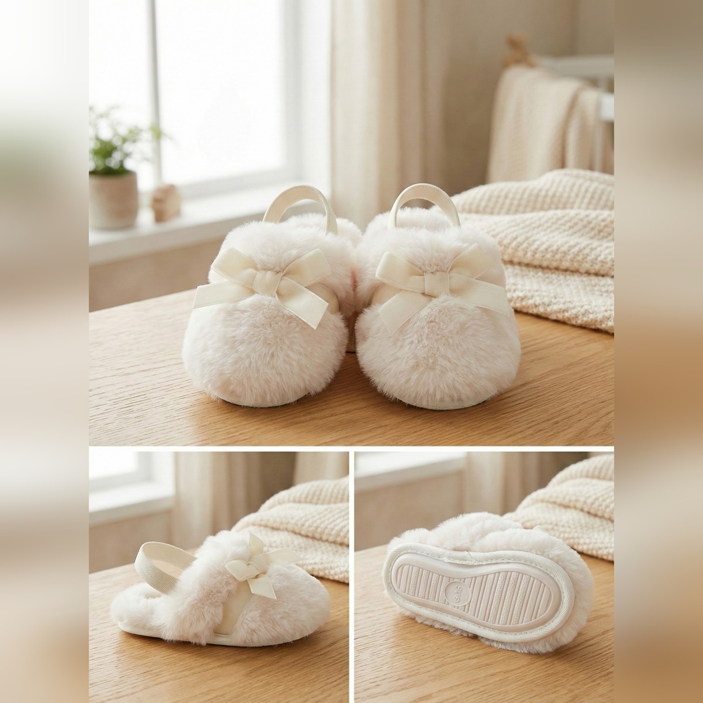 Cat & Jack Cream Kids Slippers